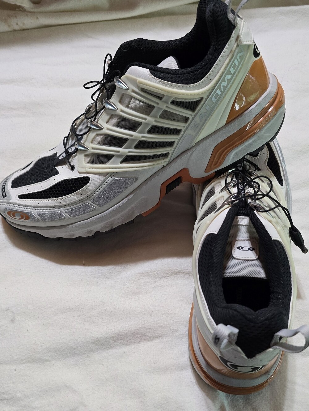 Salomon ACS Pro White Orange Vanilla Men's 13 New Unworn Quicklace 472988